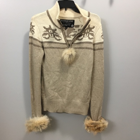 Harricana Sweaters - tan Harricana by Mariouche sweater and hat size M